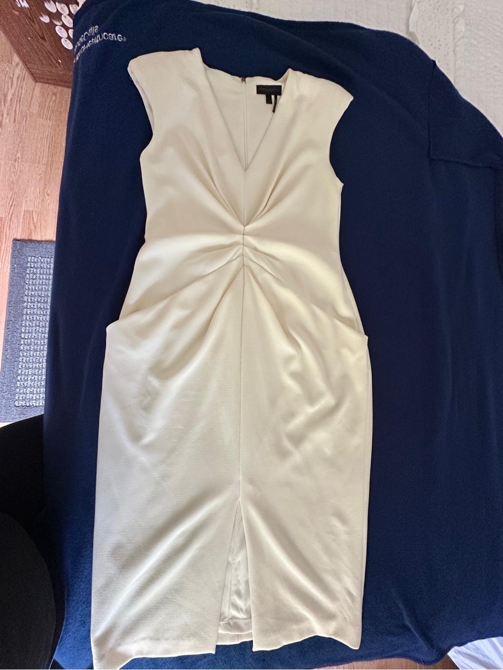 Donna Karan Cream Twist-Front Sheath Dress